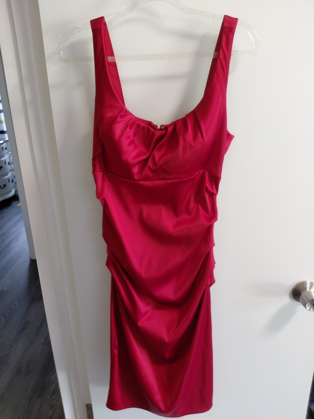 Signature by Sangria Burgundy Red Formal Ruched Body Fitting Dress